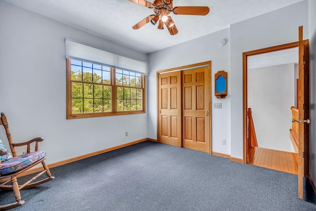 6248 Black Forest Trl, Muskegon, MI 49442 - carpeted bedroom featuring baseboards, a closet, and a ceiling fan