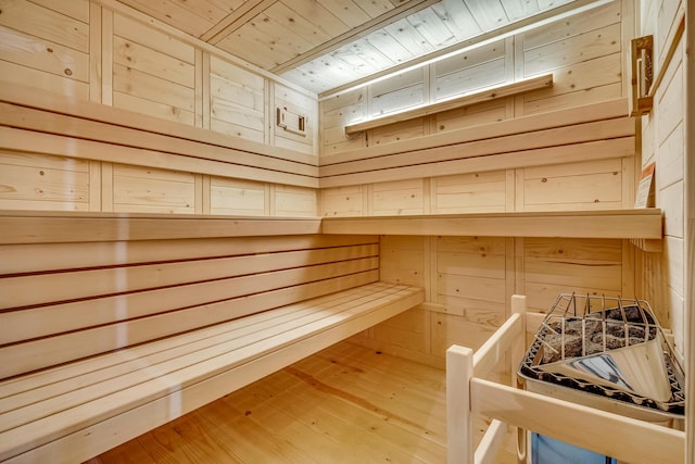 6248 Black Forest Trl, Muskegon, MI 49442 - relaxing sauna / steam room featuring wooden walls, wood finished floors, and wooden ceiling