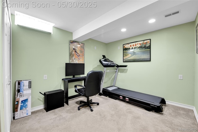 19298 Mitchell St, Rockwood, MI 48173 - home office featuring carpet floors, baseboards, and recessed lighting
