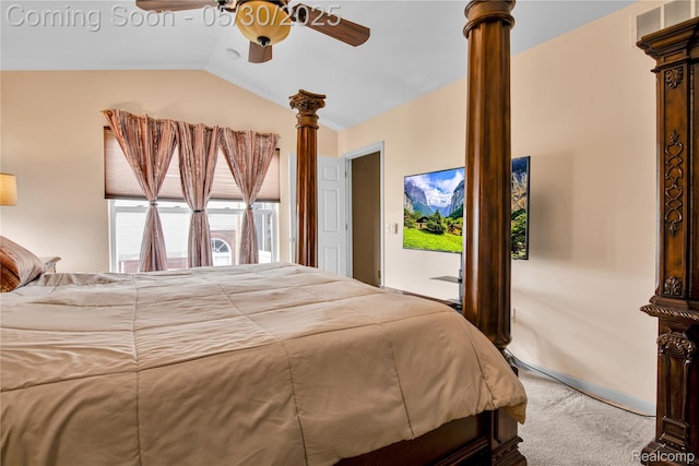 19298 Mitchell St, Rockwood, MI 48173 - carpeted bedroom featuring vaulted ceiling and ceiling fan