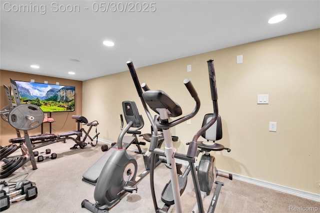 19298 Mitchell St, Rockwood, MI 48173 - workout room with carpet flooring, recessed lighting, and baseboards