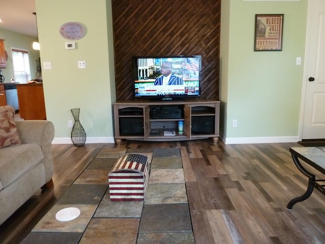 317 Monroe St, South Haven, MI 49090 - living room with wood finished floors and baseboards