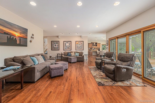 3870 Glen Falls Dr, Bloomfield Hills, MI 48302 - living room featuring wood finished floors and recessed lighting