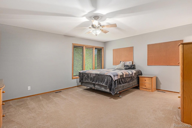 3870 Glen Falls Dr, Bloomfield Hills, MI 48302 - bedroom with light colored carpet, baseboards, and a ceiling fan