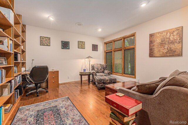 3870 Glen Falls Dr, Bloomfield Hills, MI 48302 - office area with wood finished floors and recessed lighting