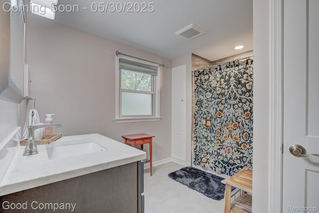 1012 W 12 Mile Rd, Royal Oak, MI 48073 - bathroom featuring vanity, baseboards, and a shower with curtain