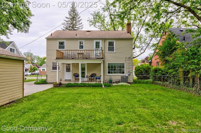 1012 W 12 Mile Rd, Royal Oak, MI 48073 - back of house featuring a chimney, a balcony, central AC, and a patio area