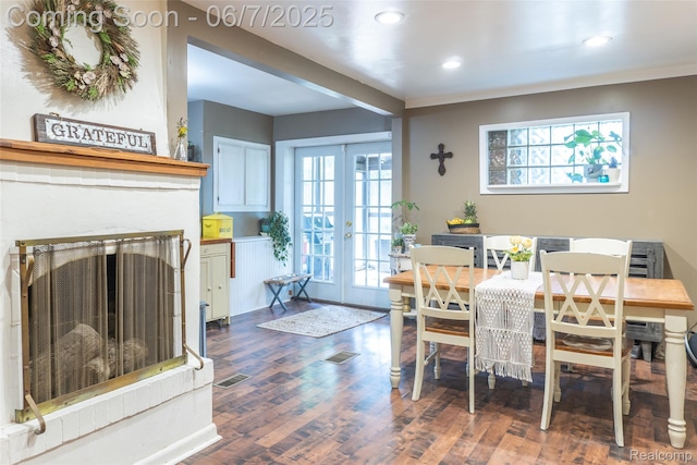 421 S Opdyke Rd, Auburn Hills, MI 48326 - dining area featuring french doors, dark wood-type flooring, and recessed lighting