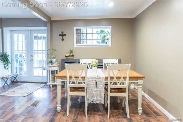 421 S Opdyke Rd, Auburn Hills, MI 48326 - dining area featuring healthy amount of natural light, french doors, wood finished floors, and crown molding