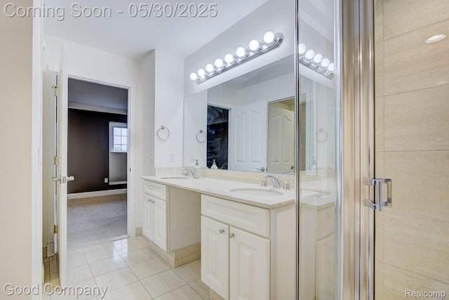 1660 Normandy Rd, Clawson, MI 48017 - full bathroom featuring double vanity, tile patterned floors, and a stall shower