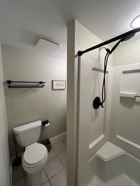 808 Princeton Ave, Ann Arbor, MI 48103 - full bath featuring a stall shower, tile patterned flooring, toilet, and baseboards