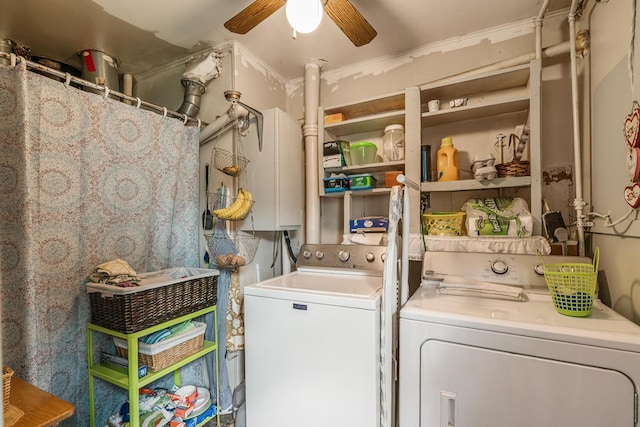 75 Taylor Ave, Battle Creek, MI 49037 - laundry room with independent washer and dryer and a ceiling fan