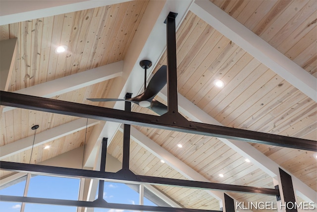 127 Emmet St, Grand Haven, MI 49417 - detailed view of wooden ceiling with exposed beams and recessed lighting
