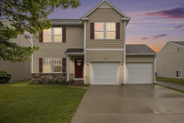 8825 Aveling Way, Richland, MI 49083 - traditional-style home with concrete driveway, a front yard, and a shingled roof