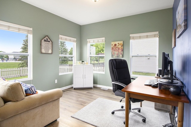 8825 Aveling Way, Richland, MI 49083 - office area featuring light wood-style flooring and baseboards