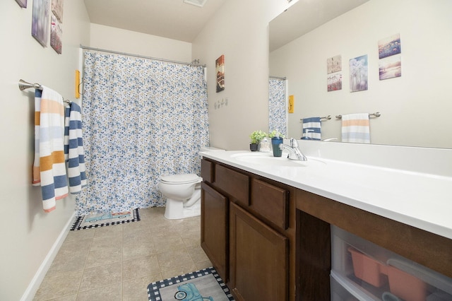 8825 Aveling Way, Richland, MI 49083 - bathroom with tile patterned floors, vanity, toilet, and curtained shower