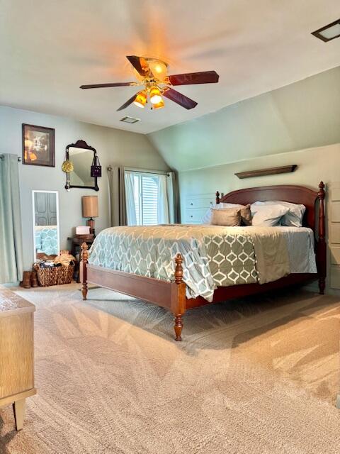 1022 Ottland Shrs, Lake Odessa, MI 48849 - carpeted bedroom featuring lofted ceiling and ceiling fan