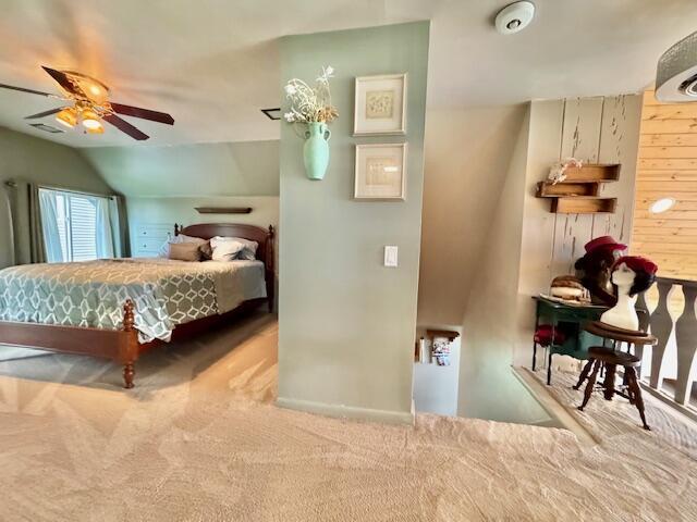 1022 Ottland Shrs, Lake Odessa, MI 48849 - bedroom with carpet, lofted ceiling, and a ceiling fan