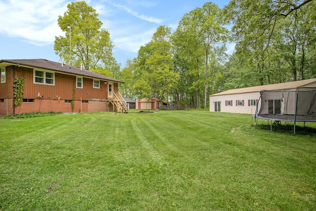 7920 8 1/2 Mile Rd, Ceresco, MI 49033 - view of green lawn featuring a trampoline and stairs