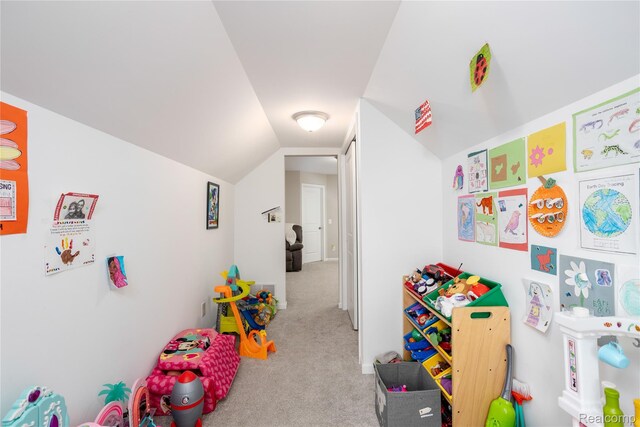 132 Copper Ridge Ct, Walled Lake, MI 48390 - recreation room featuring carpet flooring and lofted ceiling