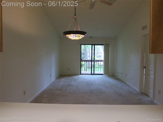 35707 Hunter Ave Unit 8, Westland, MI 48185 - empty room with carpet flooring, high vaulted ceiling, a ceiling fan, and baseboards