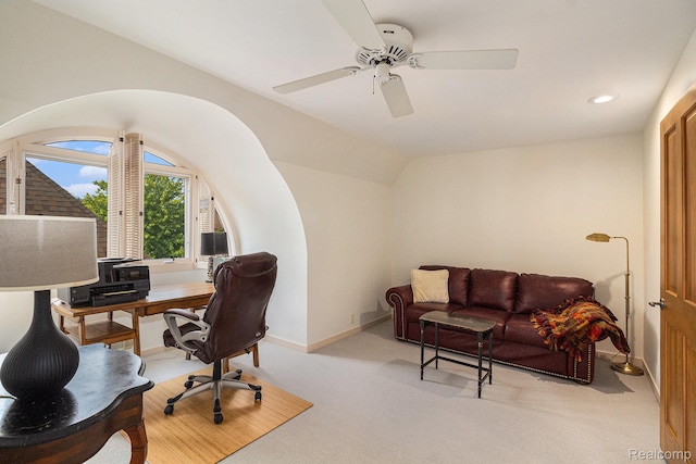 9095 S Saginaw Rd Unit 10, Grand Blanc, MI 48439 - office space with light carpet, a ceiling fan, baseboards, and recessed lighting