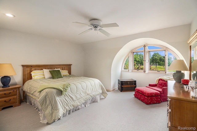 9095 S Saginaw Rd Unit 10, Grand Blanc, MI 48439 - carpeted bedroom featuring ceiling fan, baseboards, and recessed lighting