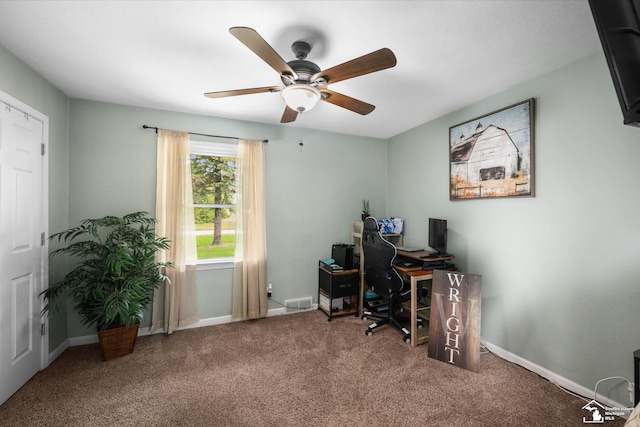 4851 Consear Rd, Ottawa Lake, MI 49267 - office with carpet, a ceiling fan, and baseboards