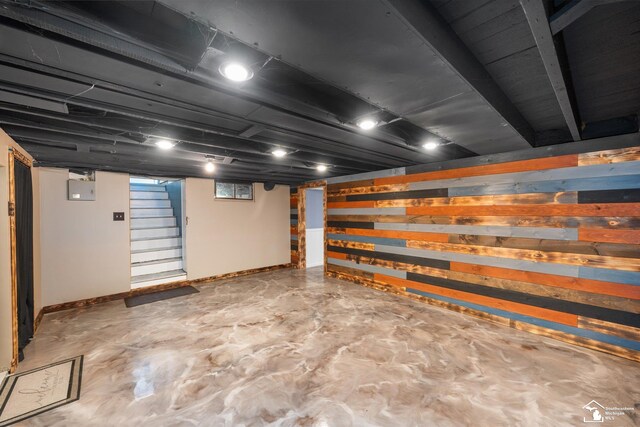 4851 Consear Rd, Ottawa Lake, MI 49267 - basement featuring stairway and baseboards