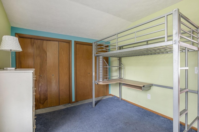 8928 Ellis St SE, Alto, MI 49302 - unfurnished bedroom with carpet floors, multiple closets, lofted ceiling, and baseboards