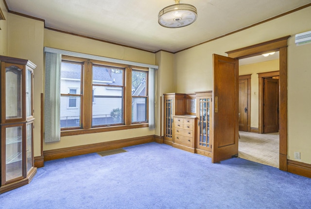 393 Merrill Ave, Muskegon, MI 49441 - unfurnished bedroom featuring crown molding, carpet, and baseboards
