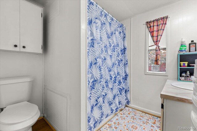 3723 Pinoak St, Clarkston, MI 48348 - full bathroom featuring toilet, vanity, and a shower with curtain