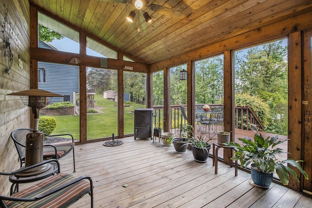 7289 Eagle Ter, Michigan, MI 49071 - sunroom / solarium featuring ceiling fan, vaulted ceiling, and healthy amount of natural light