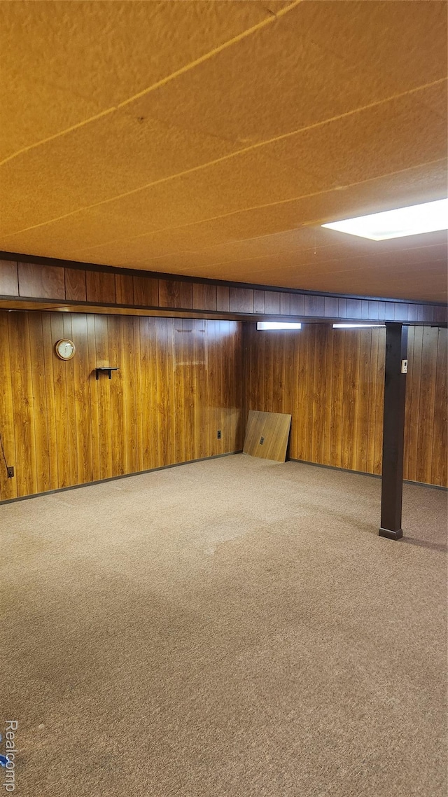 34245 Shawnee St, Westland, MI 48185 - finished basement featuring wooden walls and carpet flooring