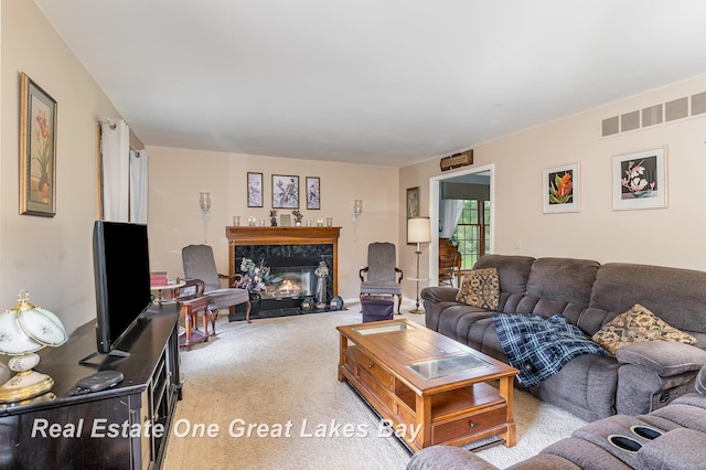 2203 Bullock Rd, Lapeer, MI 48446 - living room with light colored carpet and a fireplace