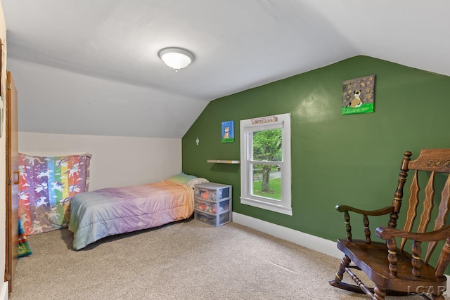 2803 Spielman Rd, Adrian, MI 49221 - bedroom featuring lofted ceiling, carpet flooring, and baseboards