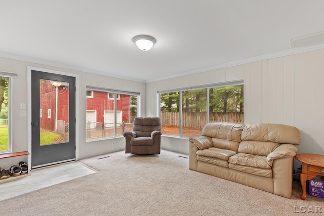 2803 Spielman Rd, Adrian, MI 49221 - carpeted living area with ornamental molding