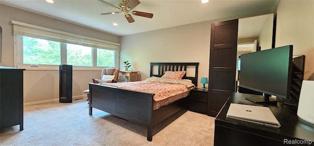 5084 Champlain Cir W, Bloomfield, MI 48323 - bedroom featuring recessed lighting, light carpet, baseboards, and ceiling fan