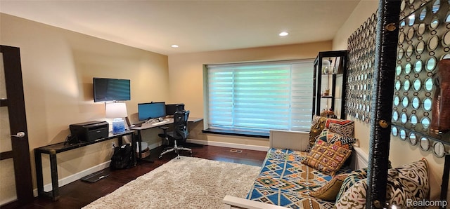 5084 Champlain Cir W, Bloomfield, MI 48323 - office area featuring baseboards, wood finished floors, and recessed lighting