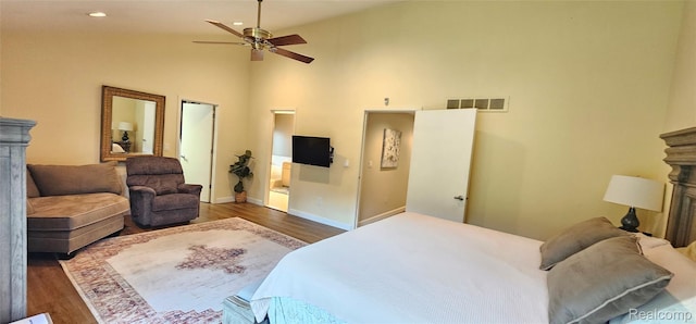 5084 Champlain Cir W, Bloomfield, MI 48323 - bedroom featuring wood finished floors, a fireplace, baseboards, recessed lighting, and high vaulted ceiling