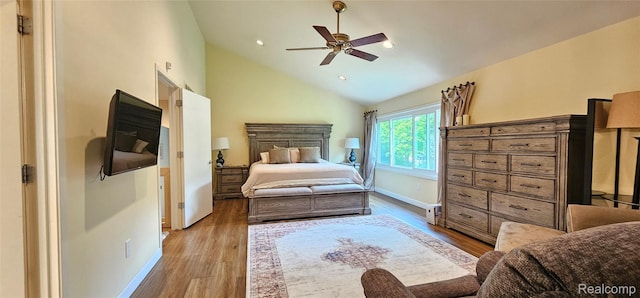 5084 Champlain Cir W, Bloomfield, MI 48323 - bedroom featuring wood finished floors, baseboards, a ceiling fan, high vaulted ceiling, and recessed lighting