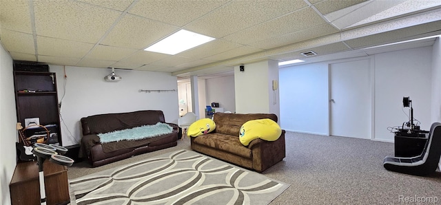 5084 Champlain Cir W, Bloomfield, MI 48323 - living area with carpet and a drop ceiling