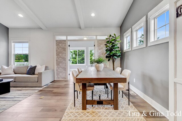 903 S Center Park Dr SW Unit 14, Byron Center, MI 49315 - dining room with beamed ceiling, wood finished floors, recessed lighting, and baseboards
