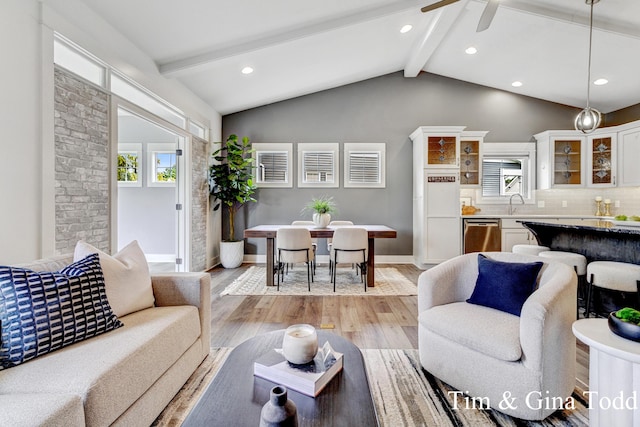 903 S Center Park Dr SW Unit 14, Byron Center, MI 49315 - living room with light wood-type flooring, recessed lighting, ceiling fan, and baseboards