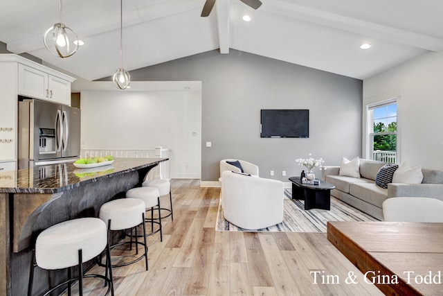 903 S Center Park Dr SW Unit 14, Byron Center, MI 49315 - living room featuring light wood finished floors, ceiling fan, baseboards, and recessed lighting