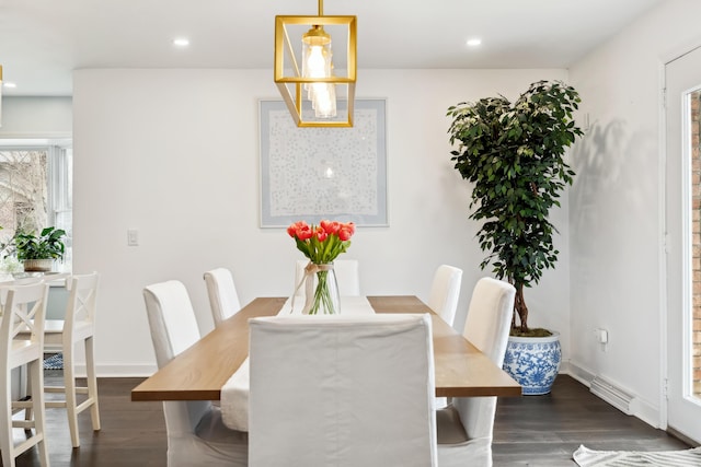 4396 Laurel Dr, Saint Joseph, MI 49085 - dining space featuring dark wood-type flooring, baseboards, and recessed lighting