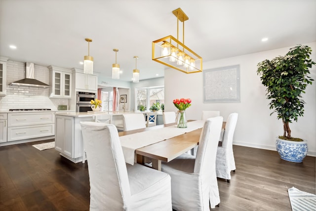 4396 Laurel Dr, Saint Joseph, MI 49085 - dining room featuring dark wood-style floors, recessed lighting, baseboards, and a chandelier