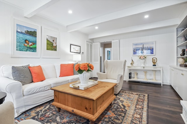 4396 Laurel Dr, Saint Joseph, MI 49085 - living area featuring beam ceiling, wood finished floors, and recessed lighting