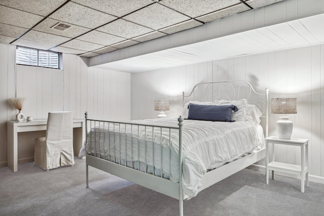 4396 Laurel Dr, Saint Joseph, MI 49085 - bedroom featuring carpet floors and wooden walls