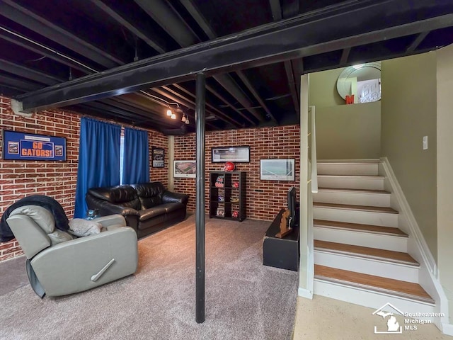 1997 Teton Ave, Monroe, MI 48162 - finished basement with brick wall, stairway, and baseboards